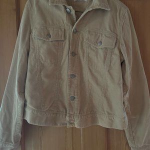 Tommy Hilfiger Jacket Women's M Beige Tan Long Sleeve Corduroy Collared Casual.